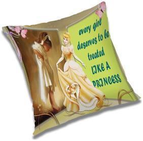 RADANYA Printed Polyester Gold Cushion Cover ( Large , Pack of 1 )