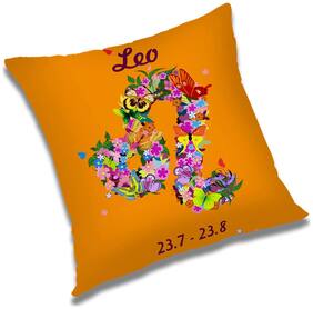 RADANYA Printed Polyester Orange Cushion Cover ( Large , Pack of 1 )