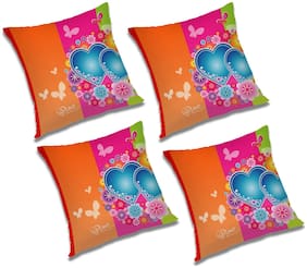 RADANYA Printed Cushion Cover with Filler (Set of 4) 12X12 inch