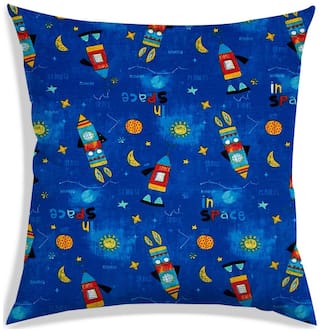 RADANYA Printed Polyester Blue Cushion Cover ( Small , Pack of 1 )