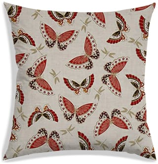 RADANYA Printed Polyester Beige Cushion Cover ( Small , Pack of 1 )