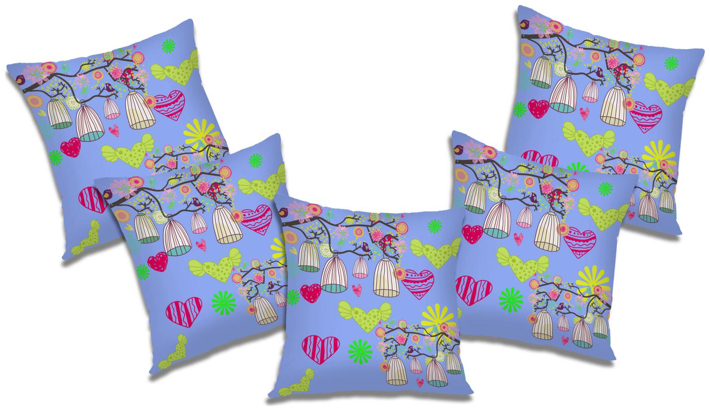 

RADANYA Printed Cushion Cover with Filler (Se t of 5) 18x18 inch