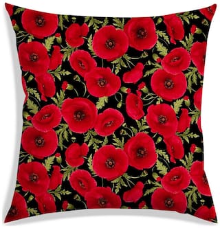RADANYA Printed Polyester Red Cushion Cover ( Large , Pack of 1 )