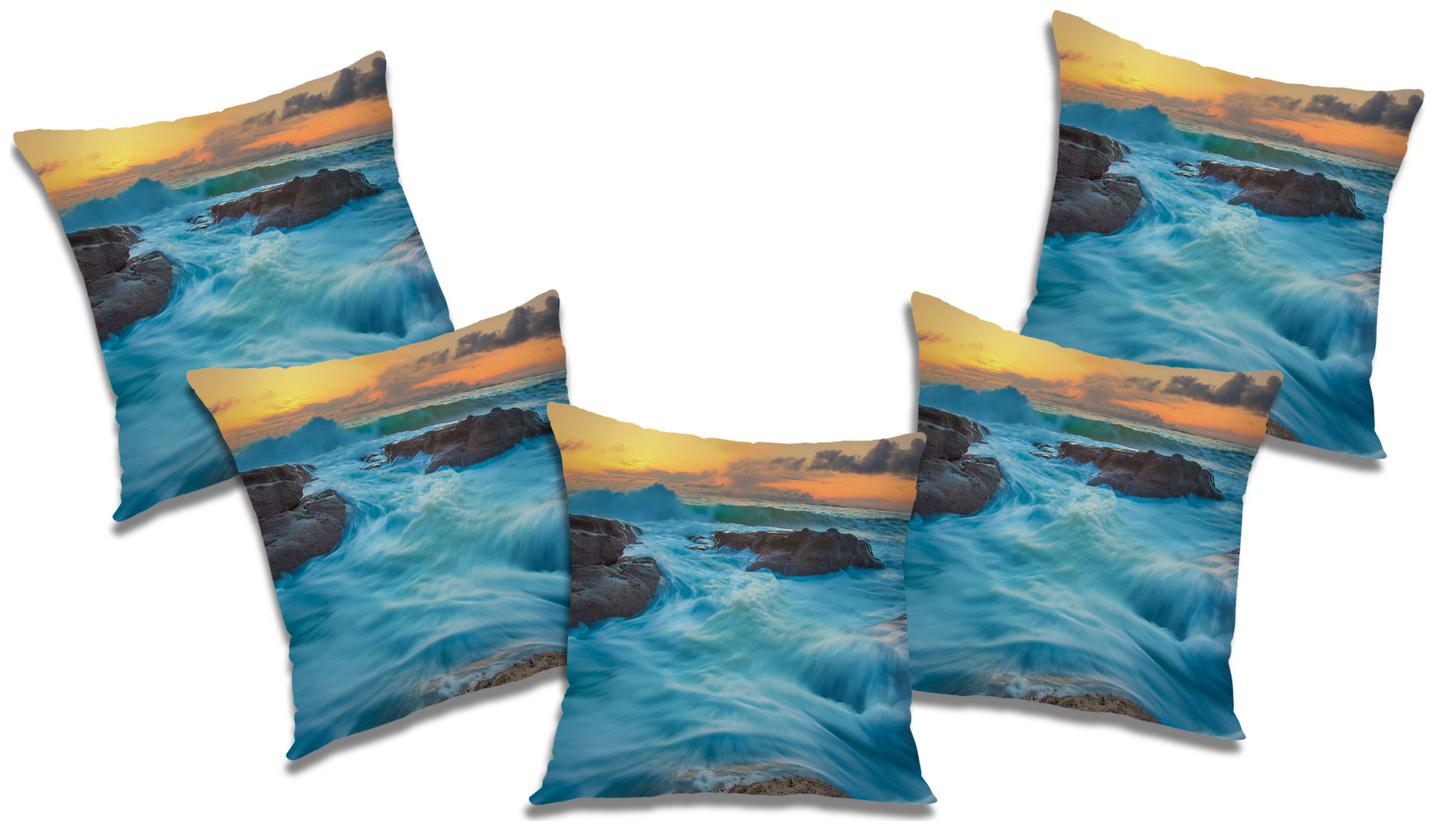 

RADANYA Printed Cushion Cover with Filler (Set of 5) 18x18 inch