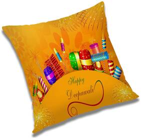 RADANYA Printed Polyester Orange Cushion Cover ( Regular , Pack of 1 )