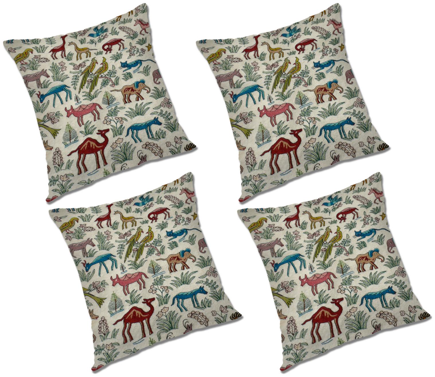 

RADANYA Printed Polyester White Cushion Cover ( Extra large Pack of 4 )