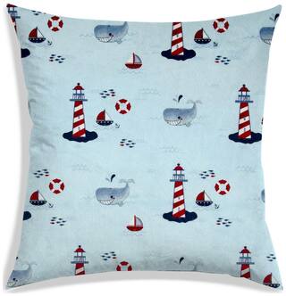 RADANYA Printed Polyester Blue Cushion Cover ( Regular , Pack of 1 )