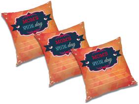RADANYA Printed Polyester Orange Cushion Cover ( Large , Pack of 3 )