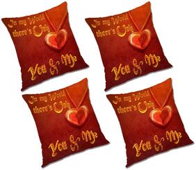 RADANYA Printed Polyester Orange Cushion Cover ( Large , Pack of 4 )