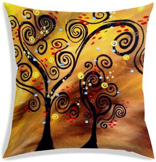 RADANYA Printed Polyester Gold Cushion Cover ( Regular , Pack of 1 )