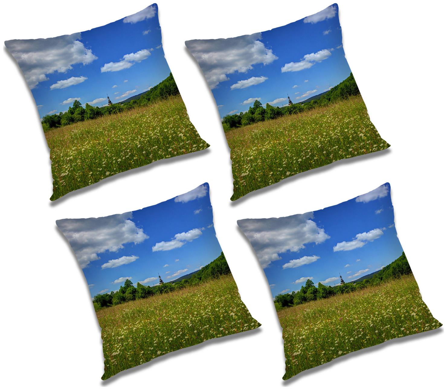 

RADANYA Printed Cushion Cover with Filler (Set of 4) 12X12 inch
