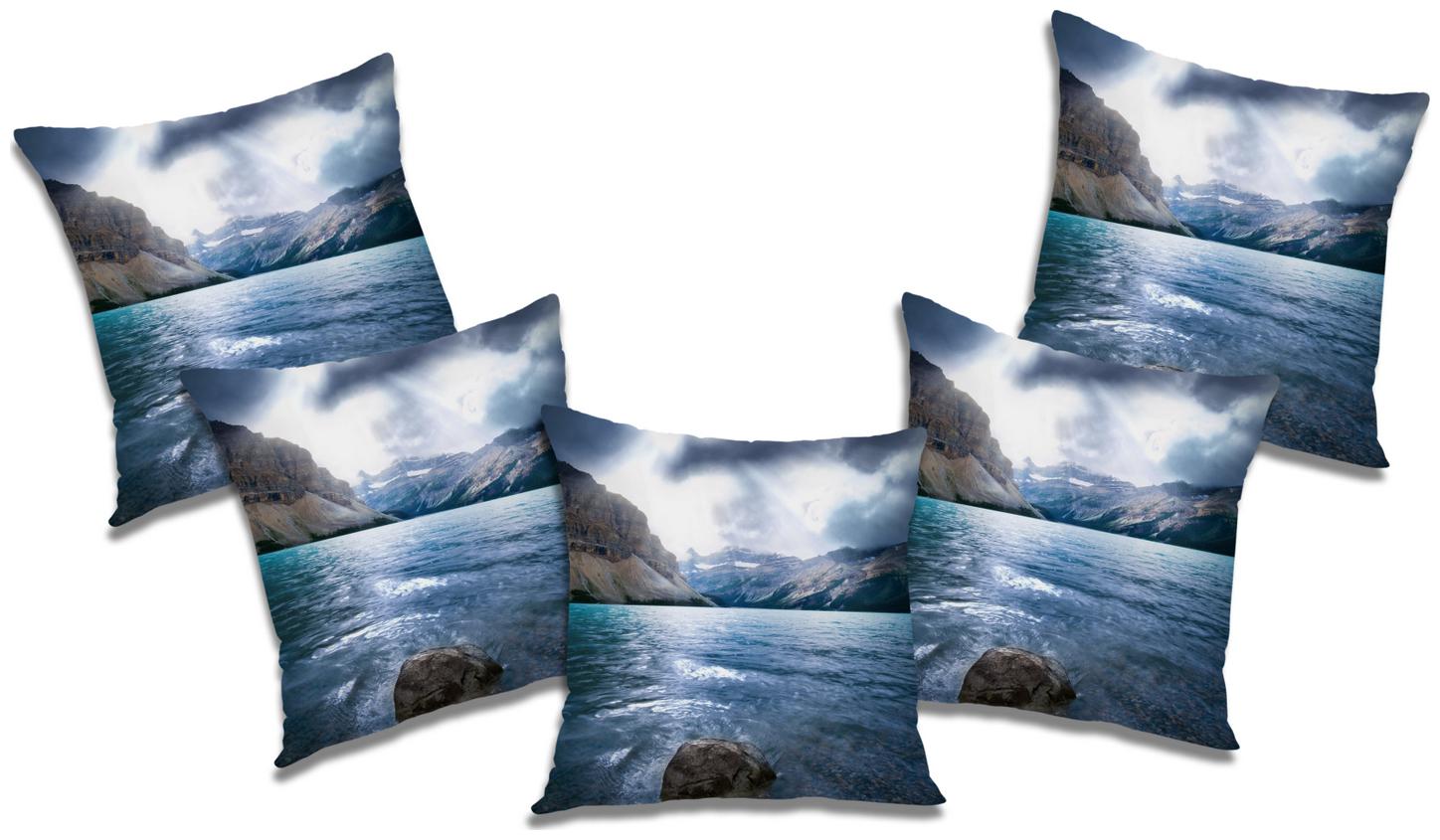

RADANYA Printed Cushion Cover with Filler (Set of 5) 12X12 inch
