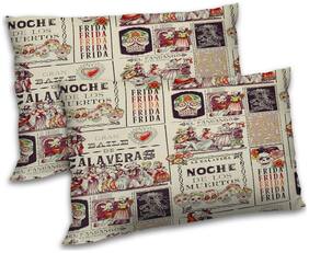 RADANYA Polyester Printed Pillow Covers ( Pack of 2 , Beige )