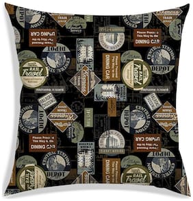 RADANYA Printed Polyester Black Cushion Cover ( Large , Pack of 1 )