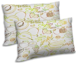 RADANYA Polyester Printed Pillow Covers ( Pack of 2 , Off-White )