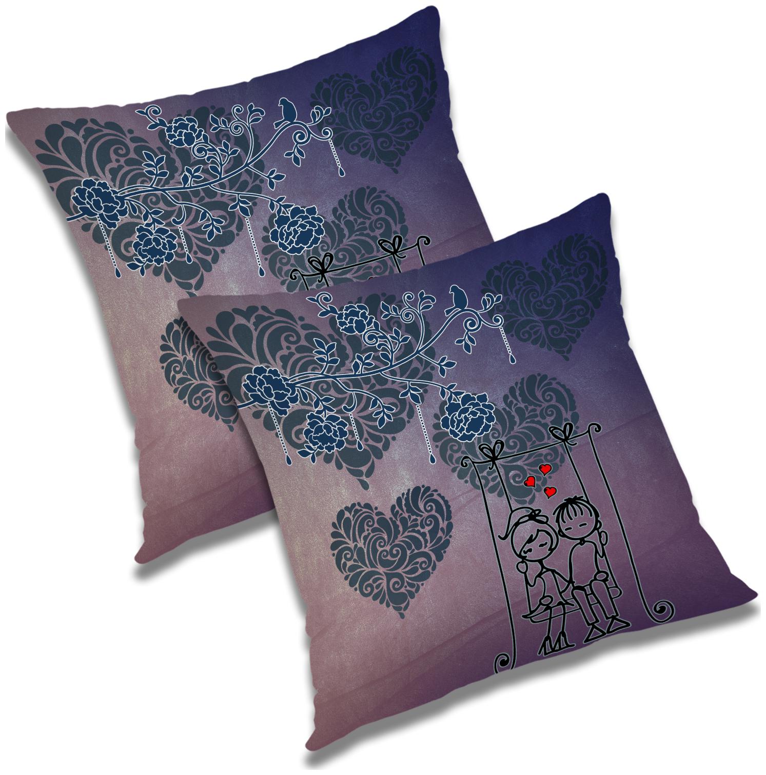 

RADANYA Printed Polyester Grey Cushion Cover ( Large Pack of 2 )