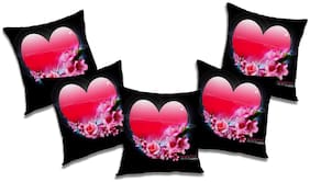 RADANYA Printed Polyester Black Cushion Cover ( Large , Pack of 5 )