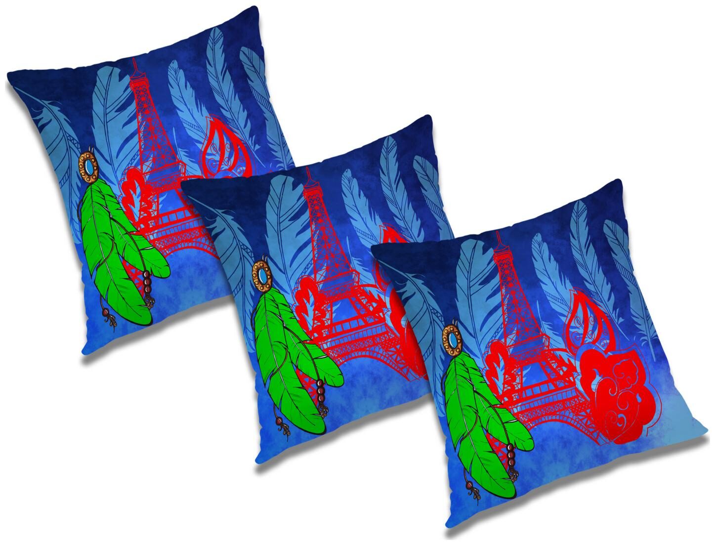 

RADANYA Printed Cushion Cover with Filler (Set of 3) 16x16 inch