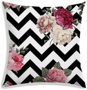 RADANYA Printed Polyester Black Cushion Cover ( Large , Pack of 1 )