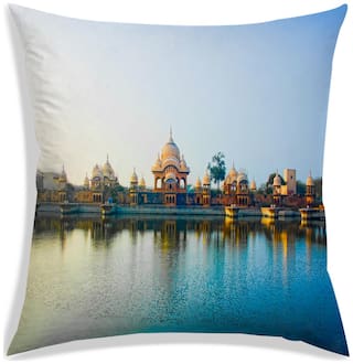 RADANYA Printed Polyester Blue Cushion Cover ( Small , Pack of 1 )