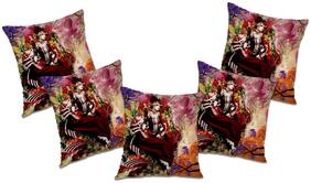 RADANYA Printed Polyester Orange Cushion Cover ( Extra large , Pack of 5 )