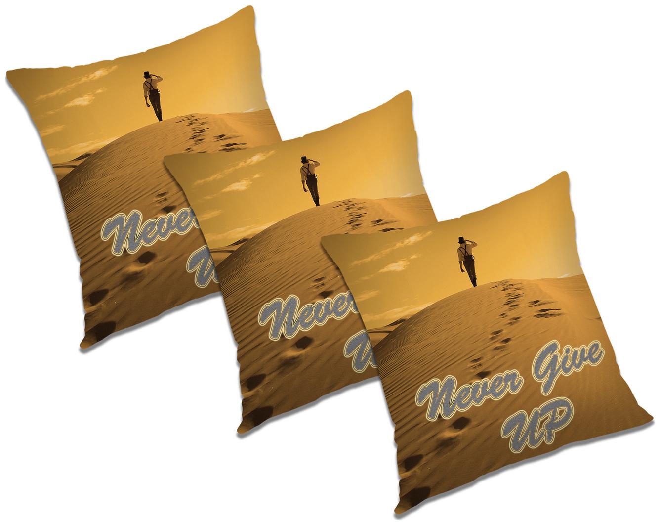 

RADANYA Printed Polyester Beige Cushion Cover ( Small Pack of 3 )