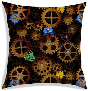 RADANYA Printed Polyester Black Cushion Cover ( Large , Pack of 1 )