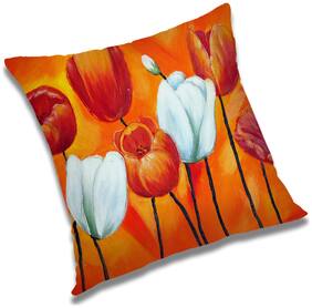 RADANYA Printed Polyester Orange Cushion Cover ( Large , Pack of 1 )