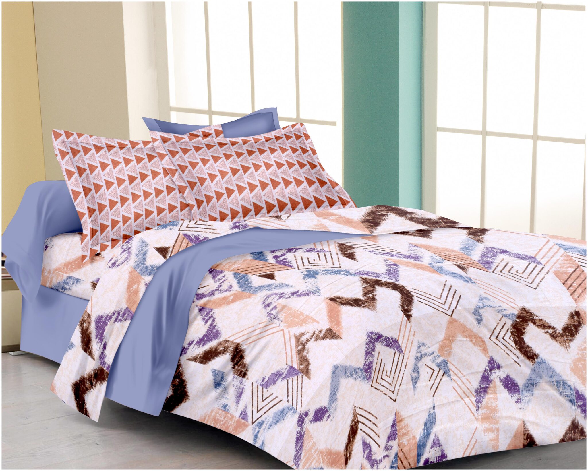 

RADANYA Cotton Printed Double Size Bedsheet ( 1 Bedsheet With 2 Pillow Covers Off-white )