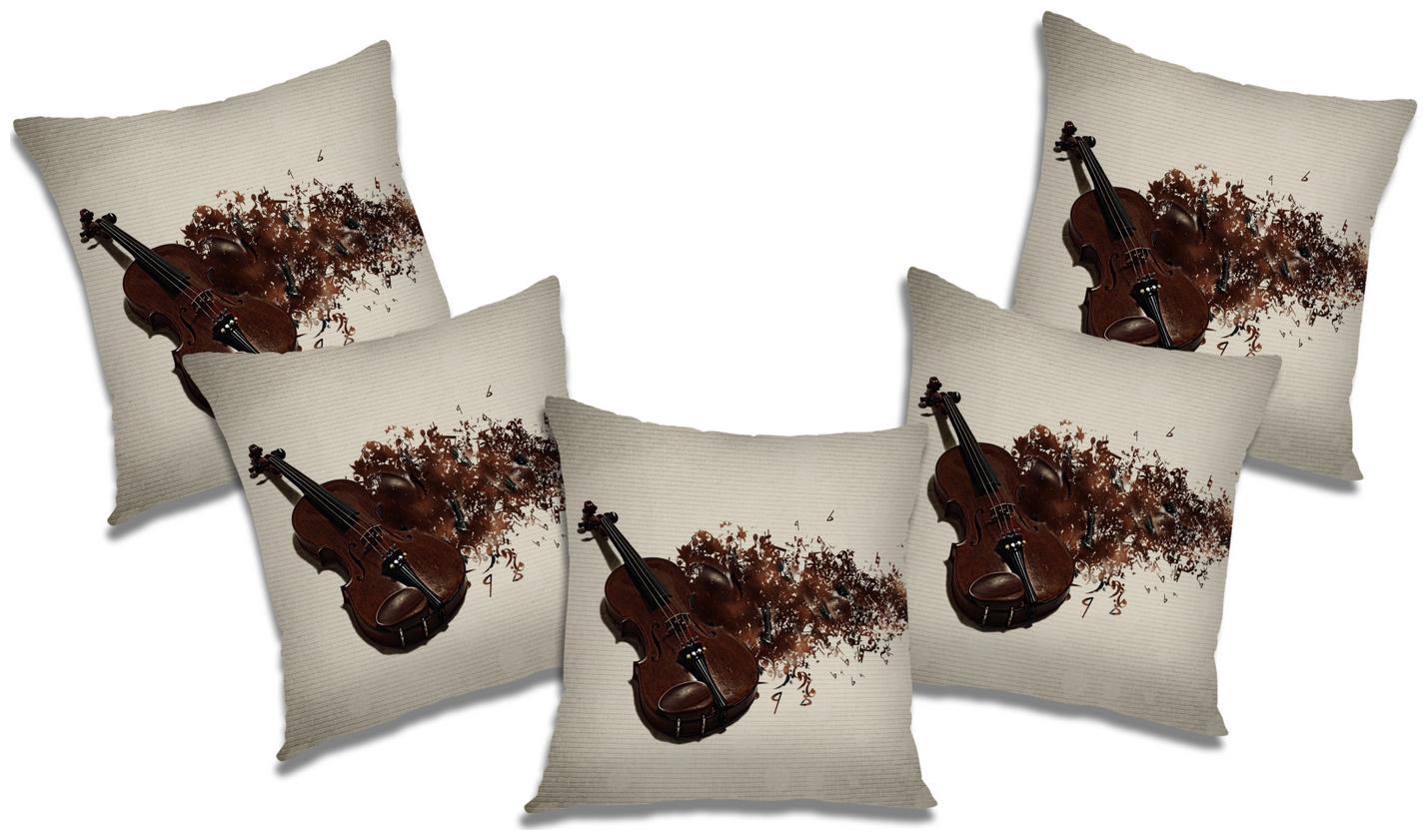 

RADANYA Printed Cushion Cover with Filler (Set of 5) 12X12 inch