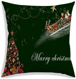 RADANYA Printed Polyester Green Cushion Cover ( Large , Pack of 1 )