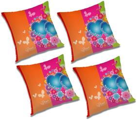 RADANYA Printed Polyester Orange Cushion Cover ( Large , Pack of 4 )