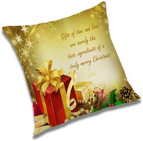 RADANYA Printed Polyester Gold Cushion Cover ( Small , Pack of 1 )