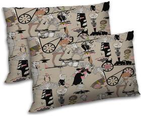 RADANYA Polyester Printed Pillow Covers ( Pack of 2 , Beige )