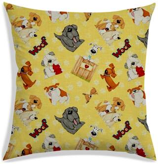 RADANYA Printed Polyester Yellow Cushion Cover ( Large , Pack of 1 )