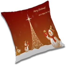 RADANYA Printed Polyester Orange Cushion Cover ( Large , Pack of 1 )