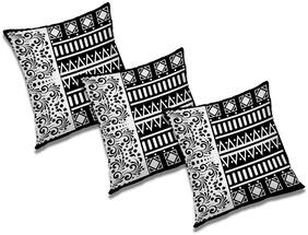RADANYA Printed Polyester Black Cushion Cover ( Regular , Pack of 3 )