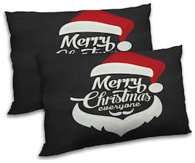 RADANYA Polyester Printed Pillow Covers ( Pack of 2 , Black )