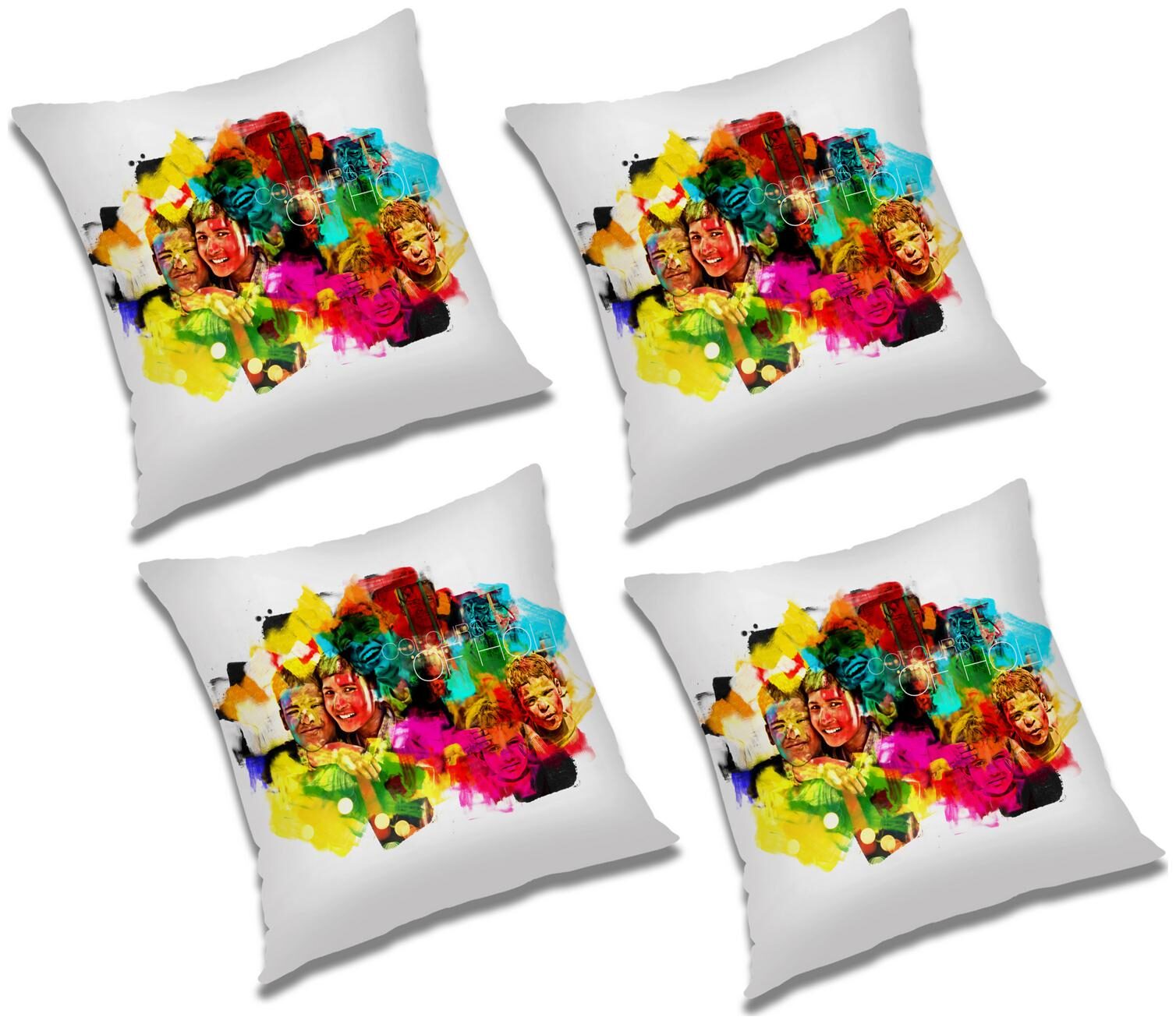 

RADANYA Printed Polyester White Cushion Cover ( Large Pack of 4 )