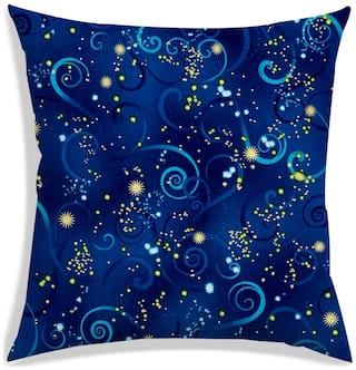 RADANYA Printed Polyester Blue Cushion Cover ( Large , Pack of 1 )