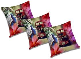RADANYA Printed Polyester Orange Cushion Cover ( Large , Pack of 3 )