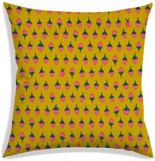 RADANYA Printed Polyester Yellow Cushion Cover ( Large , Pack of 1 )