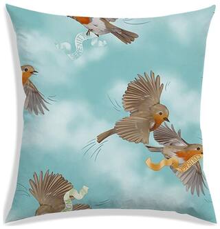 RADANYA Printed Polyester Blue Cushion Cover ( Small , Pack of 1 )