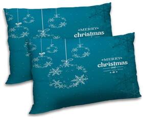 RADANYA Polyester Printed Pillow Covers ( Pack of 2 , Blue )