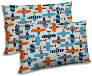 RADANYA Polyester Printed Pillow Covers ( Pack of 2 , Off-White )