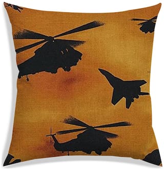 RADANYA Printed Polyester Brown Cushion Cover ( Regular , Pack of 1 )