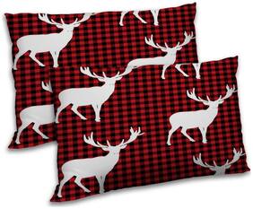 RADANYA Polyester Printed Pillow Covers ( Pack of 2 , Red )