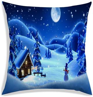 RADANYA Printed Polyester Blue Cushion Cover ( Large , Pack of 1 )