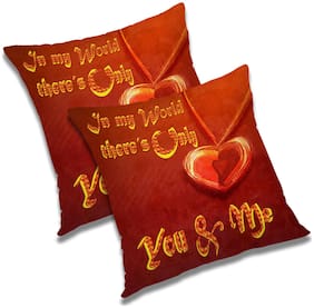 RADANYA Printed Polyester Orange Cushion Cover ( Small , Pack of 2 )