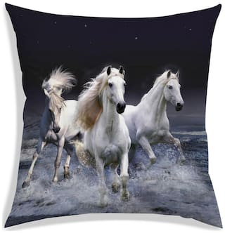 RADANYA Printed Polyester White Cushion Cover ( Regular , Pack of 1 )